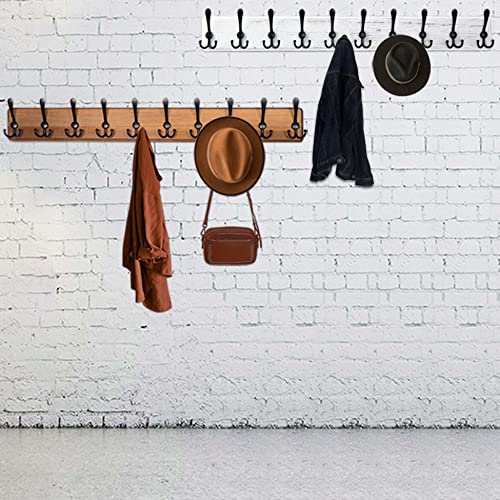 Black 2 Packs Wall Mounted Coat Rack with 5 Triple Hooks Z2036