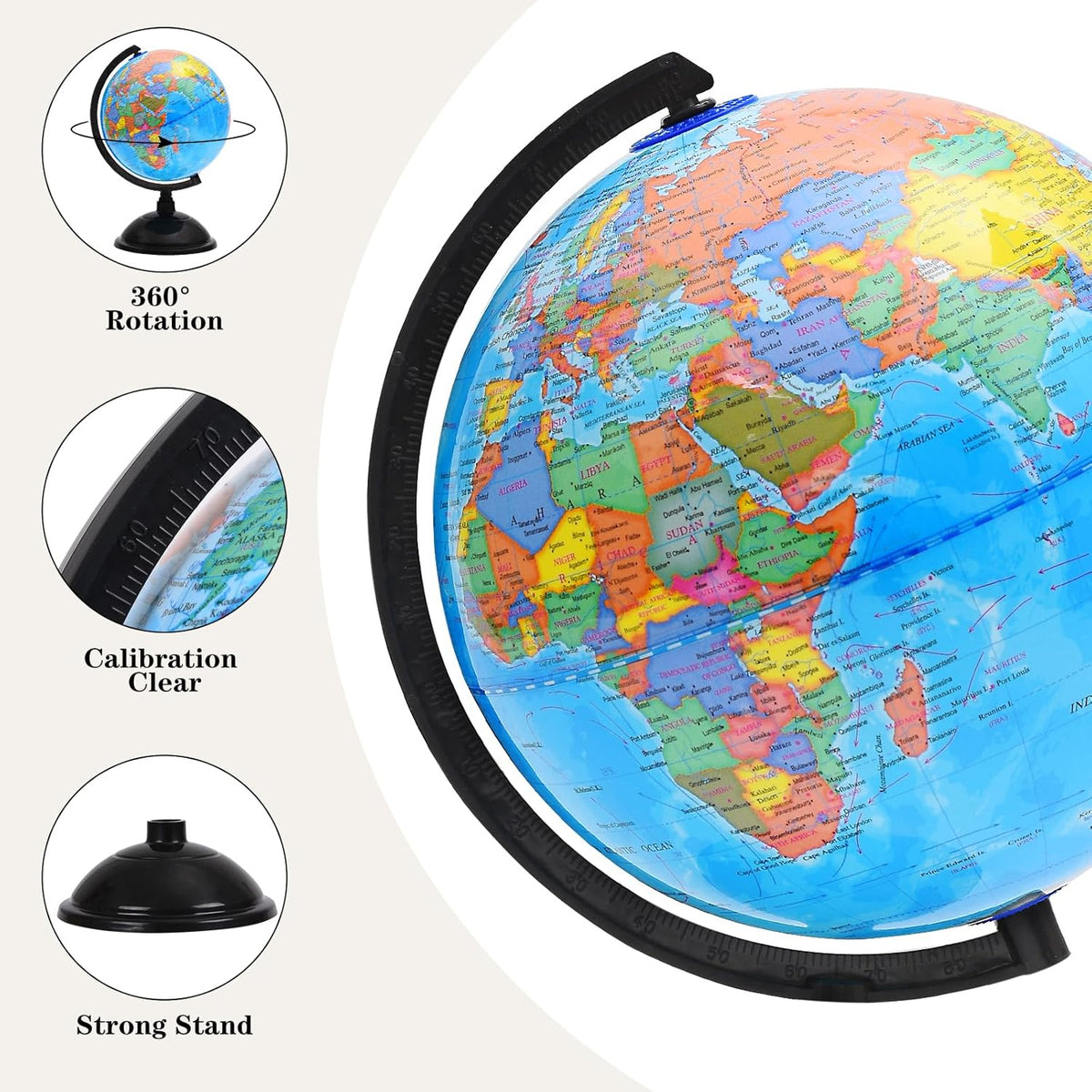8 inch Spinning Globe with Stand Q2681