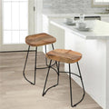 24 in. Backless Counter Height Stool with Brown Mango Wood Saddle Seat & Black Metal Base X138482