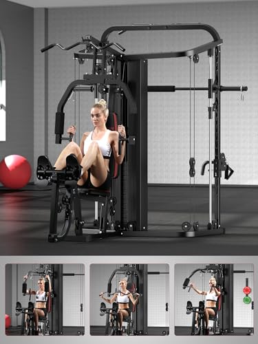 Multifunction Home Gym System with 138LB Weight Stack I854233