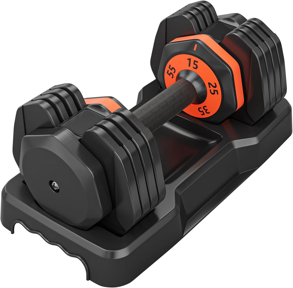 55LB 5 in 1 Single Adjustable Dumbbell with Anti-Slip Metal Handle, Black F972884