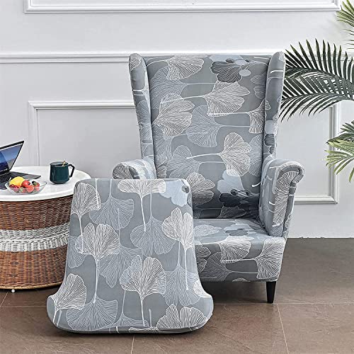 2 Pieces Stretch Spandex Wingback Chair Slipcovers A37176