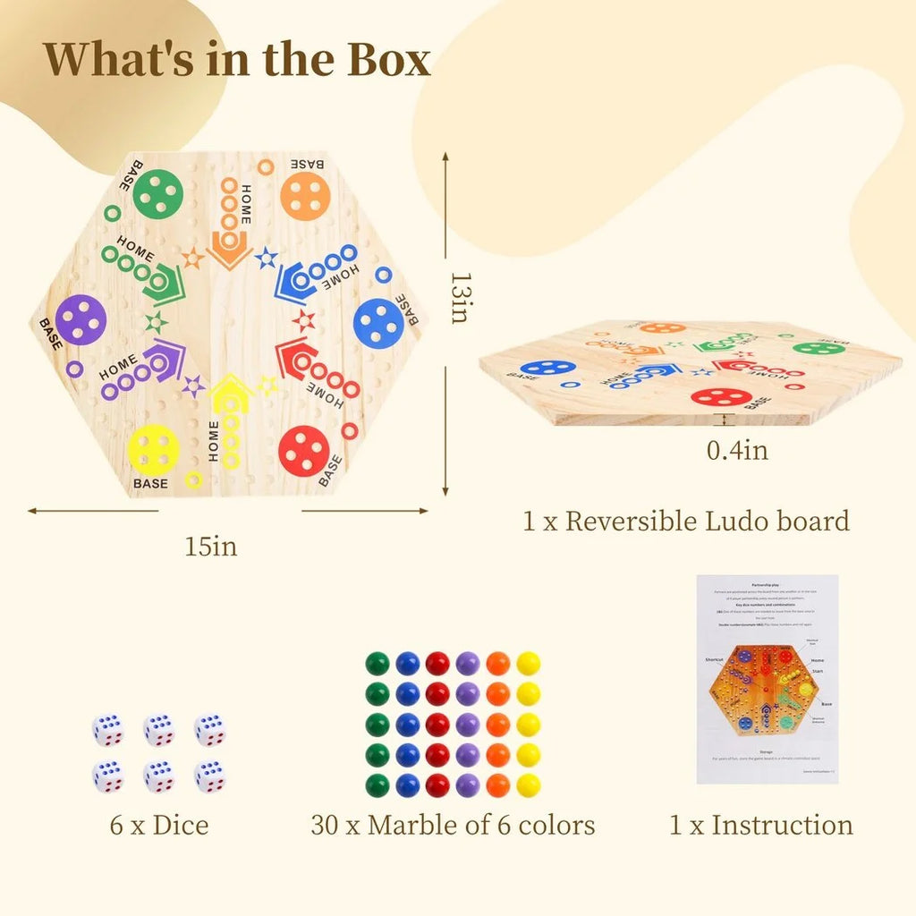 Double-Sided Wooden Marble Board Game J8140