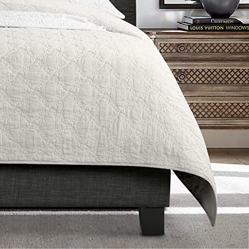 Natural Upholstered Bed Frame with Button Tufting Headboard, Twin V919