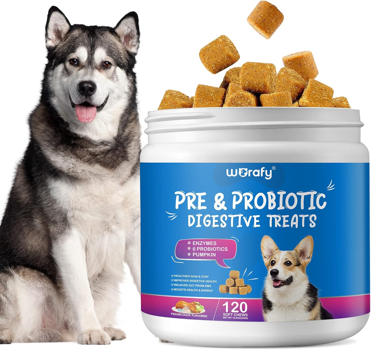 Duck Flavor Probiotic Dog Chews 120 Soft Chews X9969