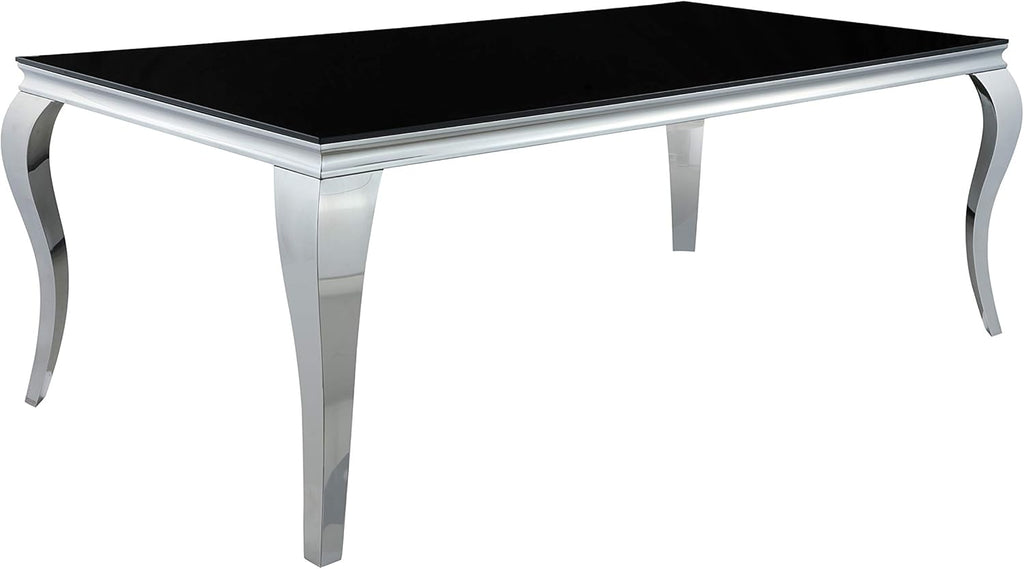 Black and Chrome Rectangular Glass Top Dining Table S375440