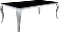 Black and Chrome Rectangular Glass Top Dining Table S375440
