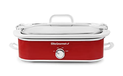 3.5Qt Red Casserole Slow Cooker with Locking Lid V2582