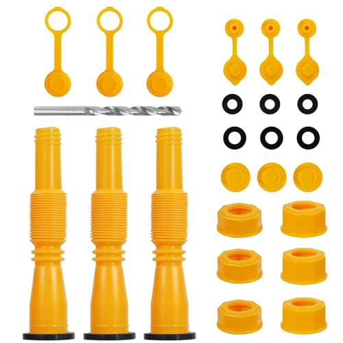 33 Pcs Gas Can Spout Replacement Kit with Flexible Nozzles and Screw Collar Caps O9854