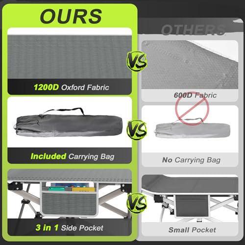 Grey Folding Camping Cot with Carry Bag D8159