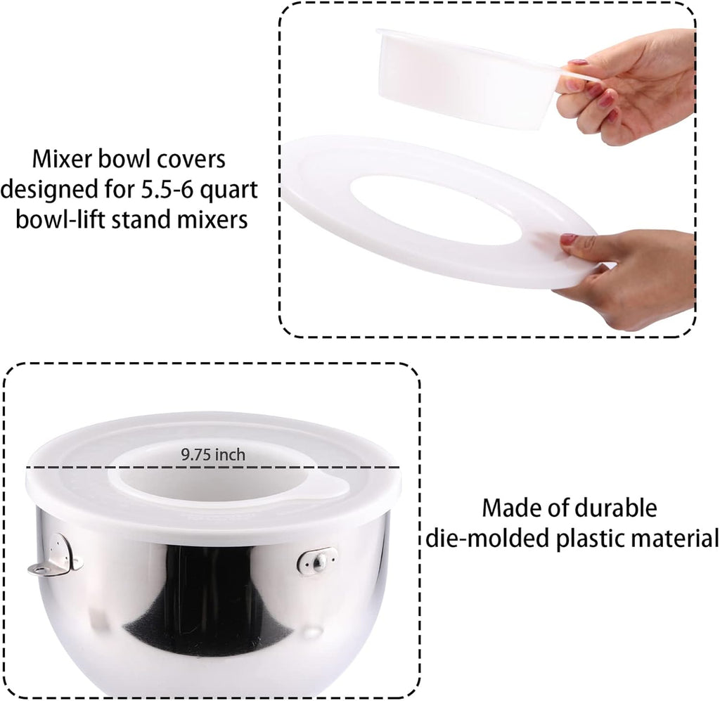 2 Pack Mixer Bowl Lid Covers for KitchenAid 5.5-6 Quart Bowls U36478