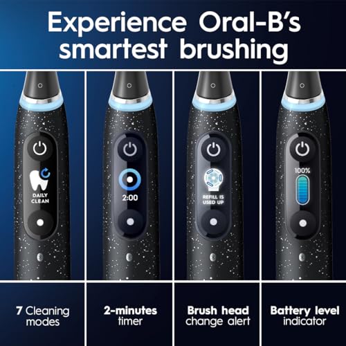 Black Rechargeable Electric Toothbrush with 4 Replacement Heads and Charging Travel Case G36100