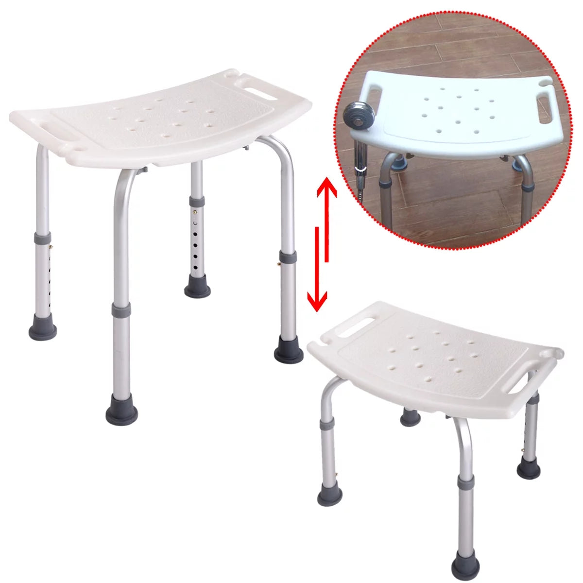 White 6 Adjustable Height Bath Shower Chair A800