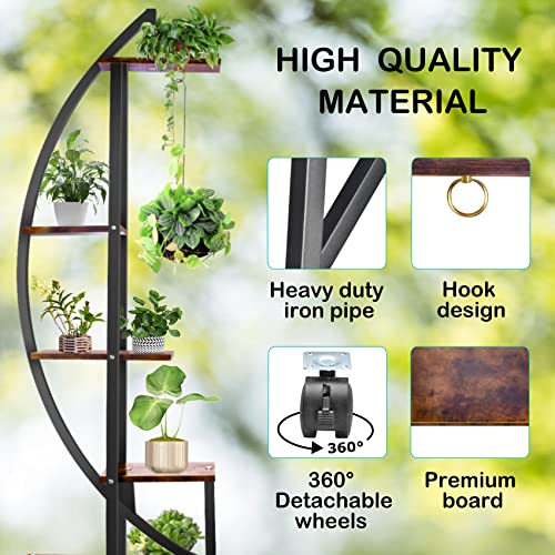 2 pcs 6 Tier Tall Metal Plant Stands with Hanging Loop U81565