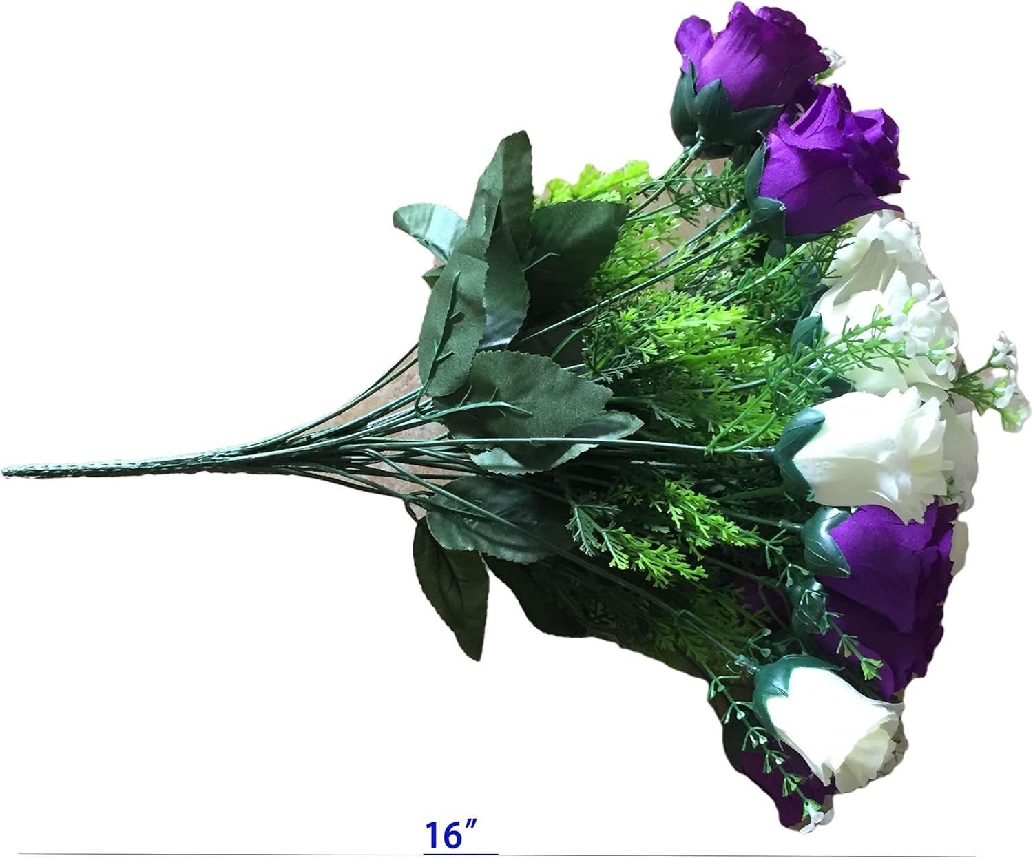 Purple White Artificial Cemetery Rose Flowers (1) W860393