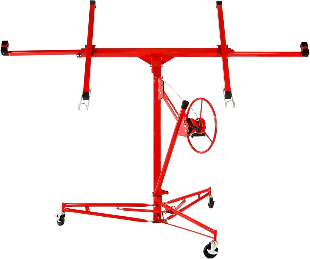 11' Drywall Lift Rolling Panel Hoist Jack Lifter with Lockable Caster Wheels F73831