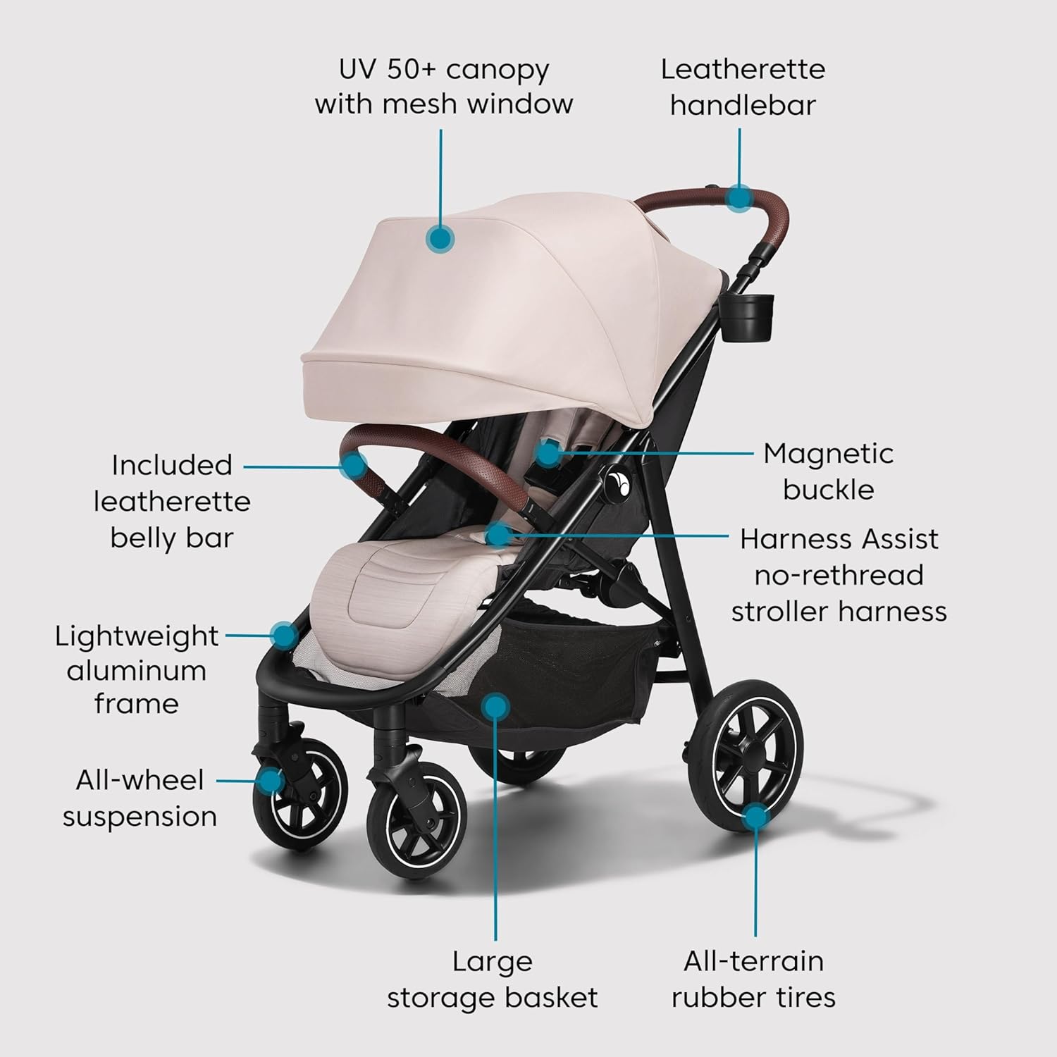 Lightweight Stroller with All-Terrain Wheel Suspension and Compact Fold N1785