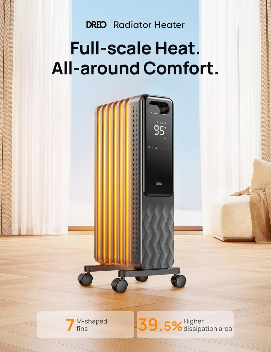 1500W Oil Filled Radiator Heater with Remote Control F89185
