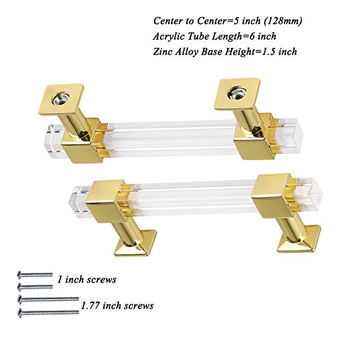 30 Pack 5 Inch Hole Center Gold Acrylic Cabinet Pulls V87383