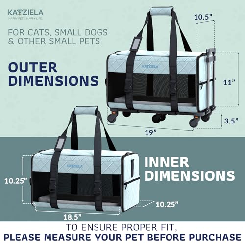Airline Approved Rolling Pet Carrier for Small to Medium Dog or Cat E787