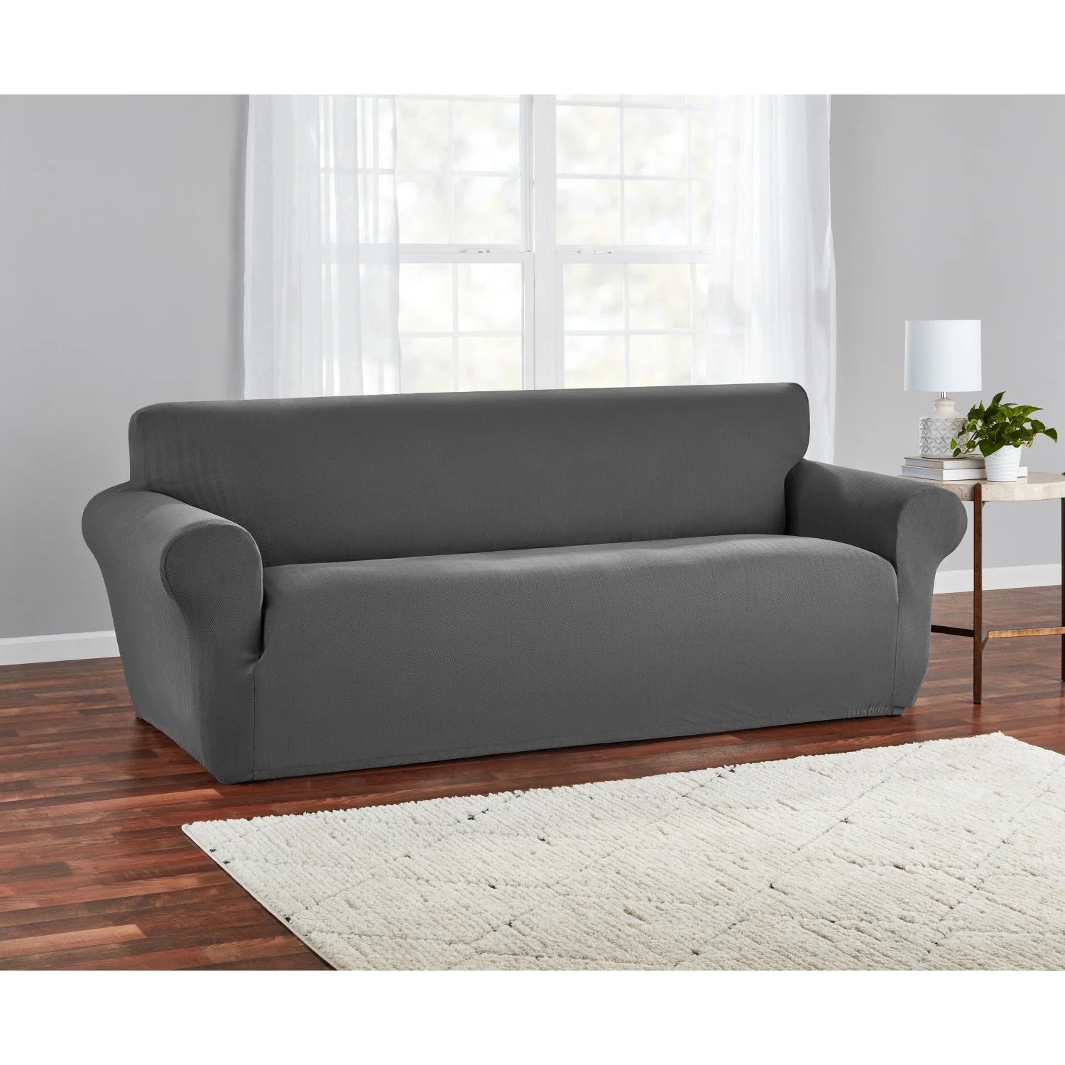 Charcoal Gray 1-Piece Sofa Slipcover W289