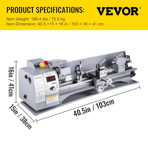 Metal Lathe, 8.26"x28.3", 2500 RPM Variable Speed, 750W Brushless Motor Precision Lathe Milling Machine B606166