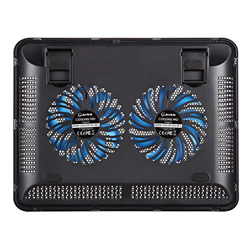 Portable Slim Quiet Laptop Cooling Pad with 2 Blue LED Fans, USB Powered, Adjustable Angled, Fits 11-14 Inch Laptop Y230