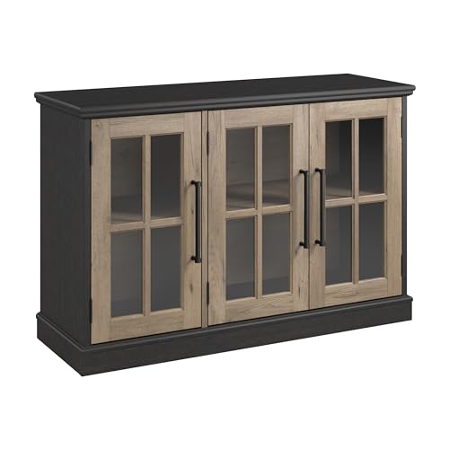 White Ash Sideboard Cabinet with Glass Doors U5002