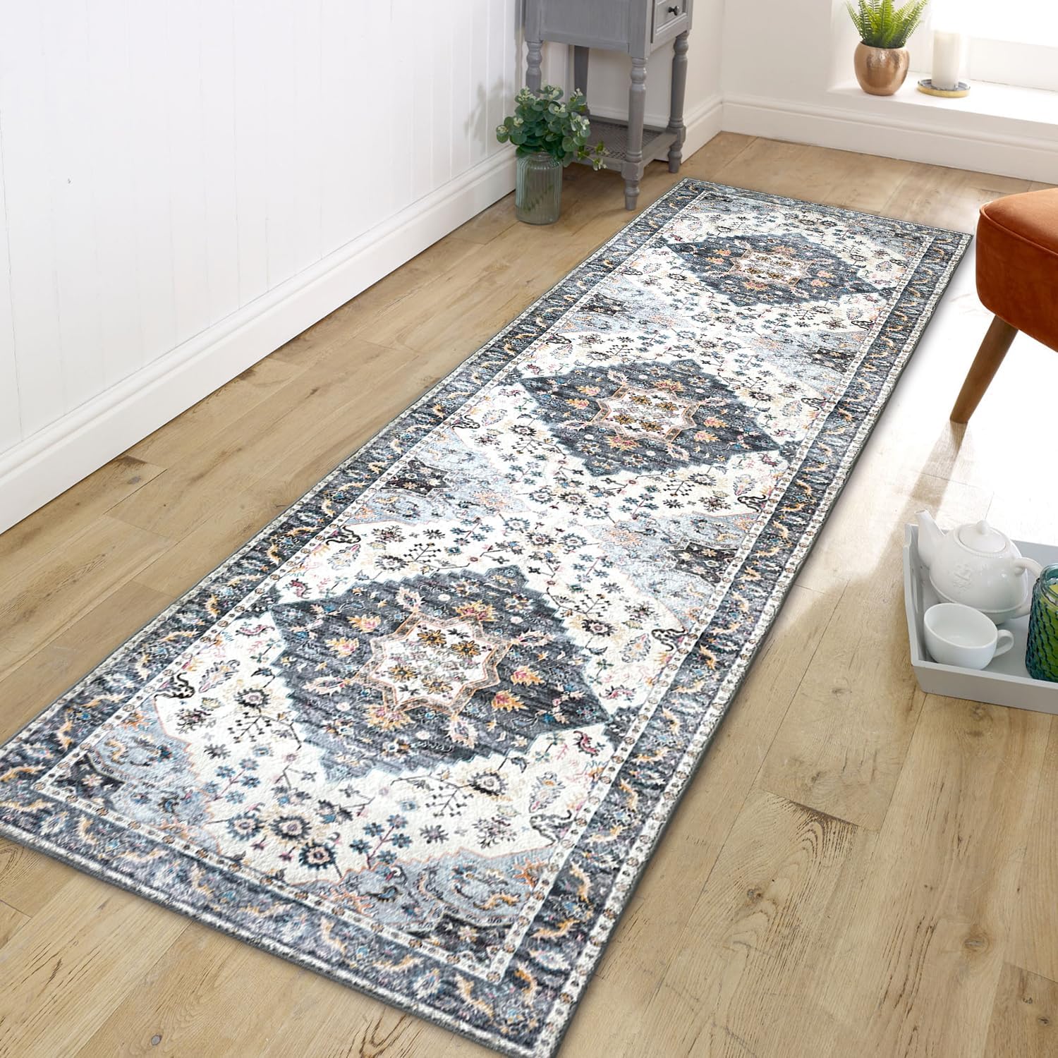 Washable Runner Rug with Rubber Backing S6836