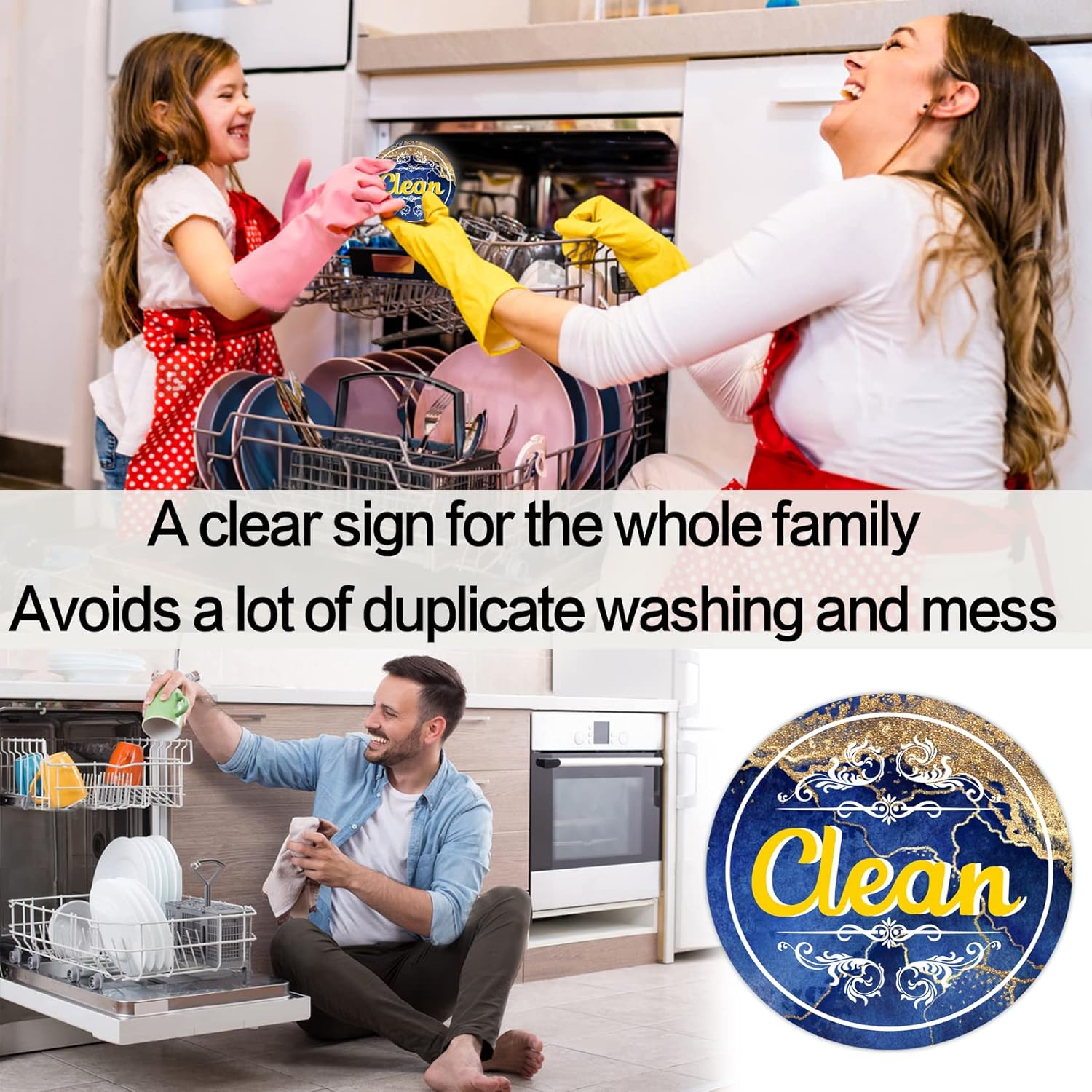 Dishwasher Magnet Clean Dirty Sign D1698