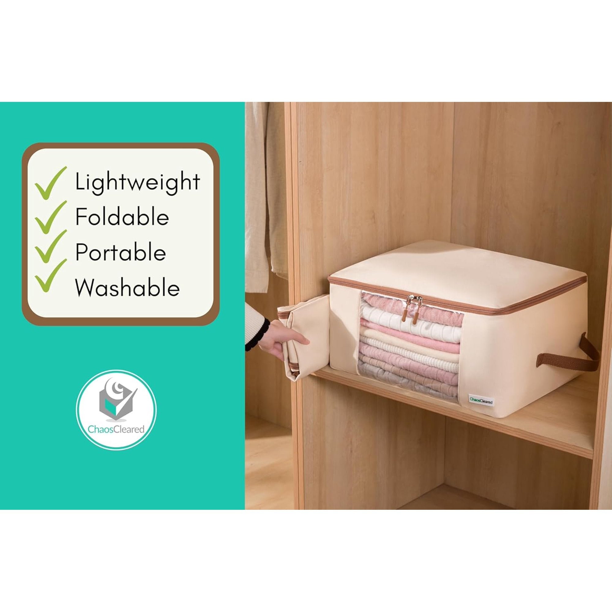 Canvas Clothing Storage 2 Bags Clothes Organizer K377