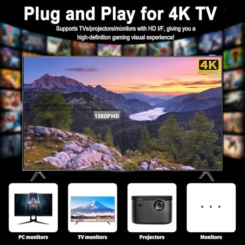 Wireless Retro Game Console with 20,000+ Games, 4K HDMI Output, Dual 2.4G Wireless Controllers, 64GB Memory Card J5894
