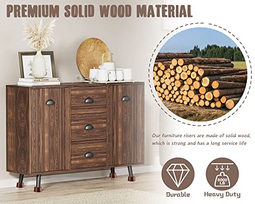 Set of 4 Solid Wood Furniture Risers Y218871