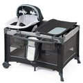 5 in 1 Foldable Baby Crib with Bassinets, Changing Table, Newborn Napper, Diaper Stacker, Playpen Q298