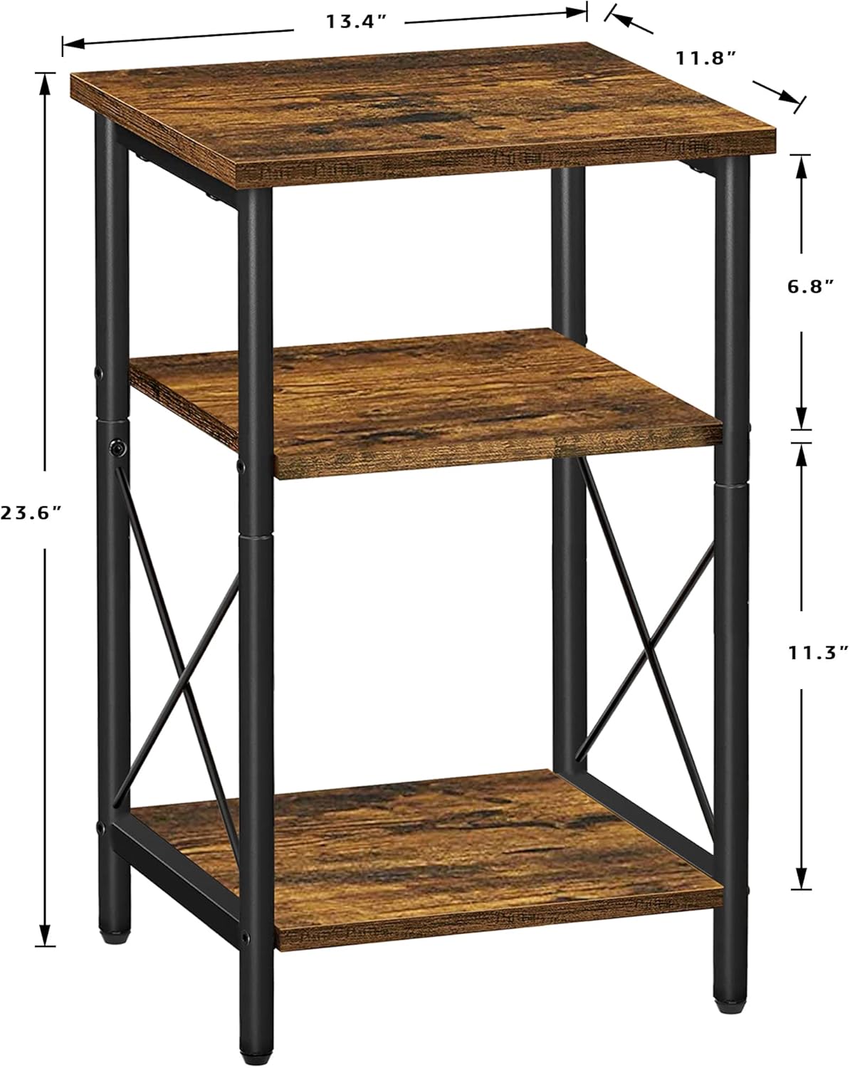 3-Tier End Table with Charging Station and USB Ports G4072