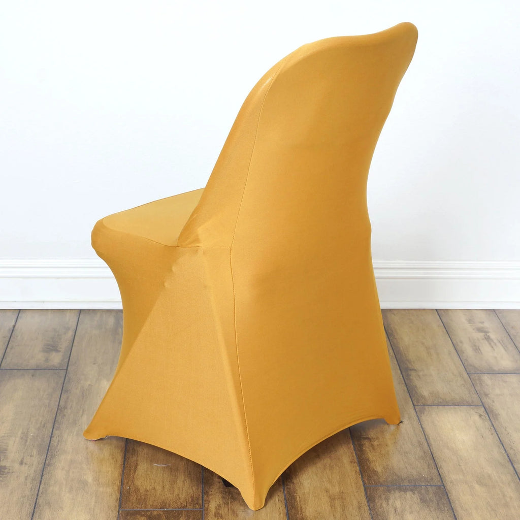 10PCS Stretchy Spandex Fitted Folding Chair Cover Gold M53537