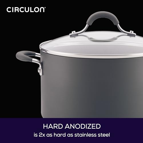 7.5 Quart Gray Hard Anodized Nonstick Stockpot with Lid X190382