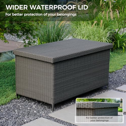 158 Gallon Grey Wicker Deck Box T9562