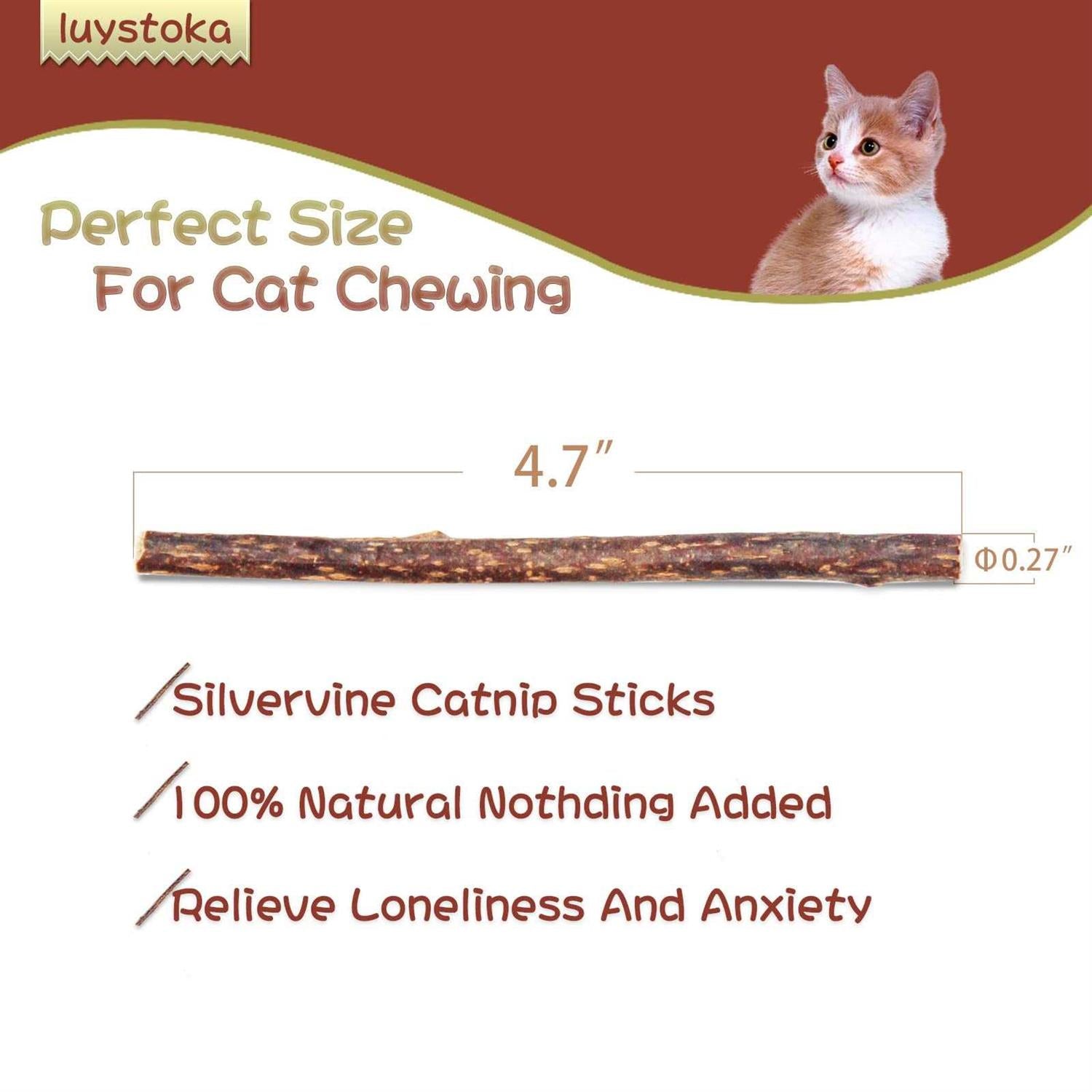 30pcs Catnip Silvervine Sticks Kitten Chew Toys Wooden Stick Teething Toys E358456