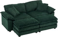 Oversized Green Convertible Sleeper Sofa with Ottoman & Pillows D2657