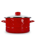 Solid Red 6 qt. Enamelware Stock Pot with Glass Lid X770