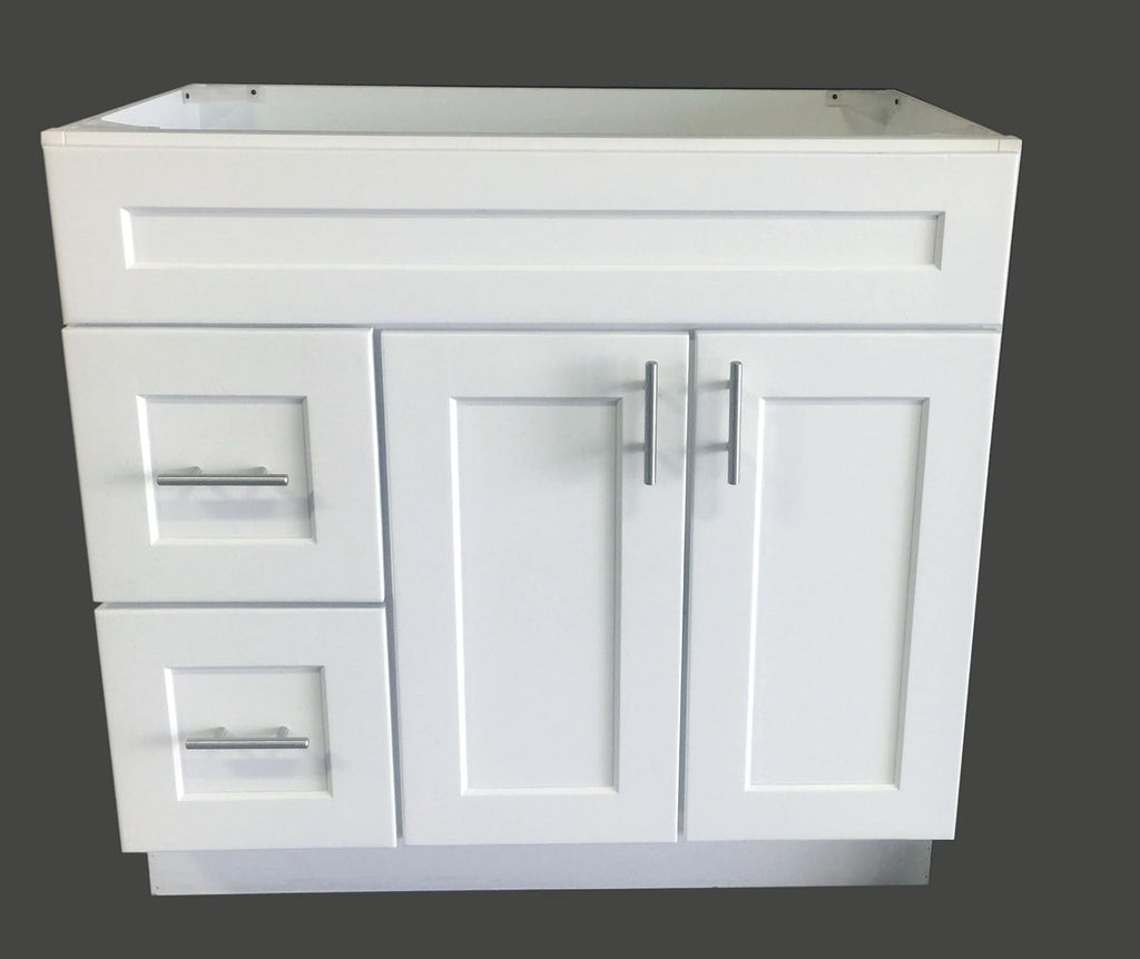 White Shaker Single-sink Bathroom Vanity Base Cabinet 36 Wide x 21 Deep W6020