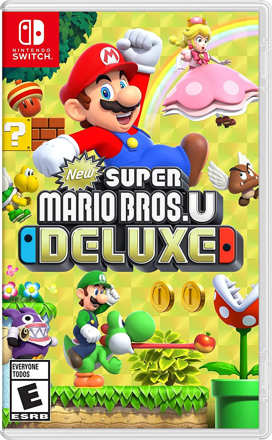 Nintendo Switch OLED Console White with New Super Mario Bros. U Deluxe, Screen Cleaning Cloth Bundle V291