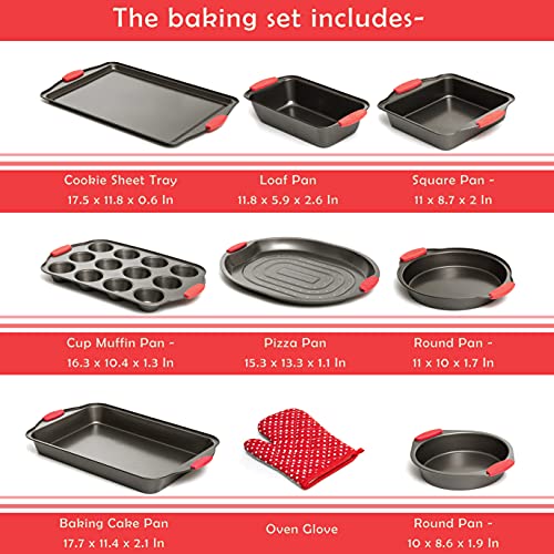 Black Non-Stick Carbon Steel Baking Sheet Set with Silicone Handles C54624