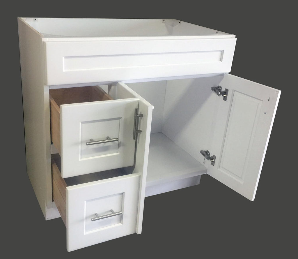 White Shaker Single-sink Bathroom Vanity Base Cabinet 36 Wide x 21 Deep W6020