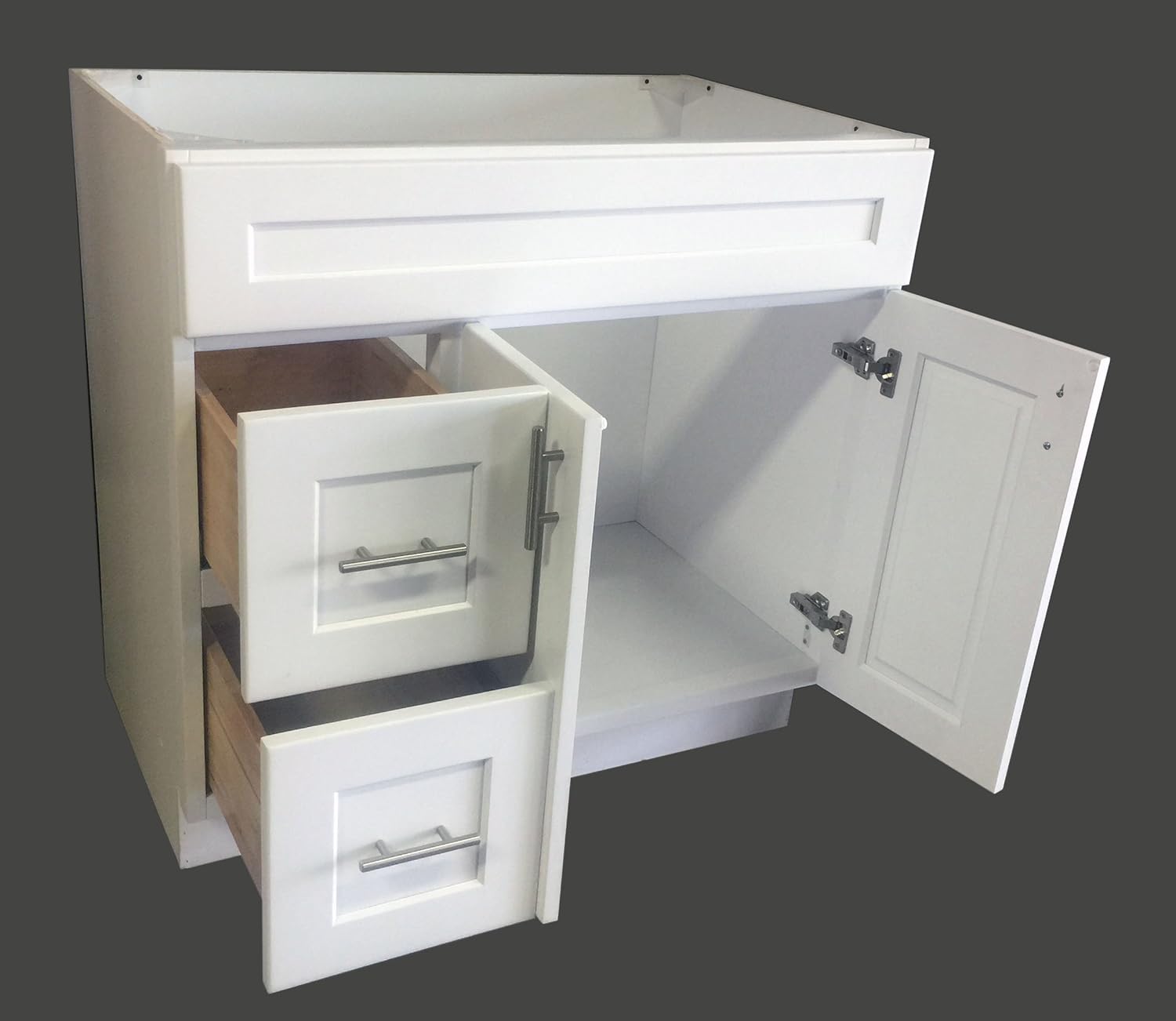 White Shaker Single-sink Bathroom Vanity Base Cabinet 36 Wide x 21 Deep W6020