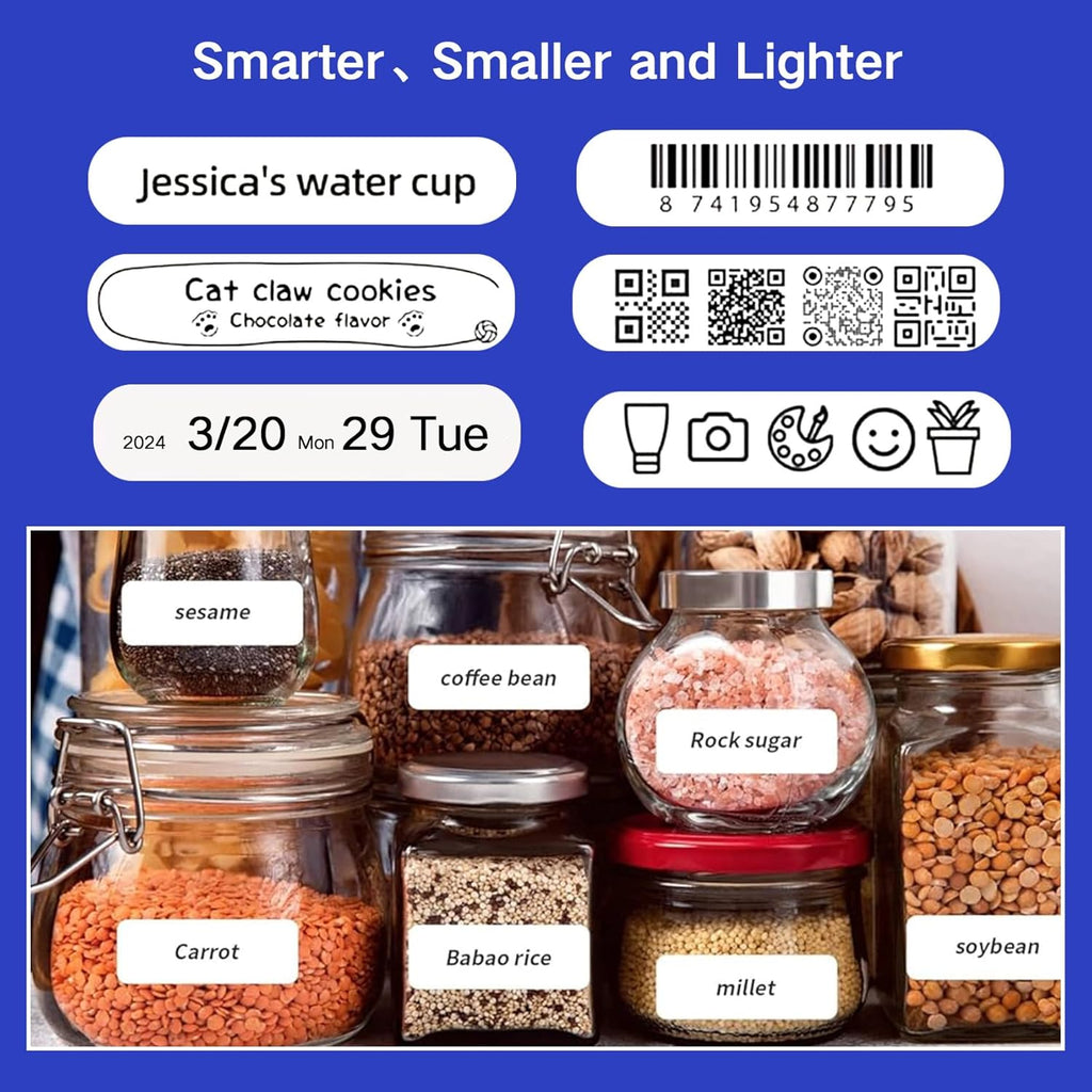 Mini Sticker Printer Label Maker Machine with Tape Portable Bluetooth Inkless Label Printer O3924