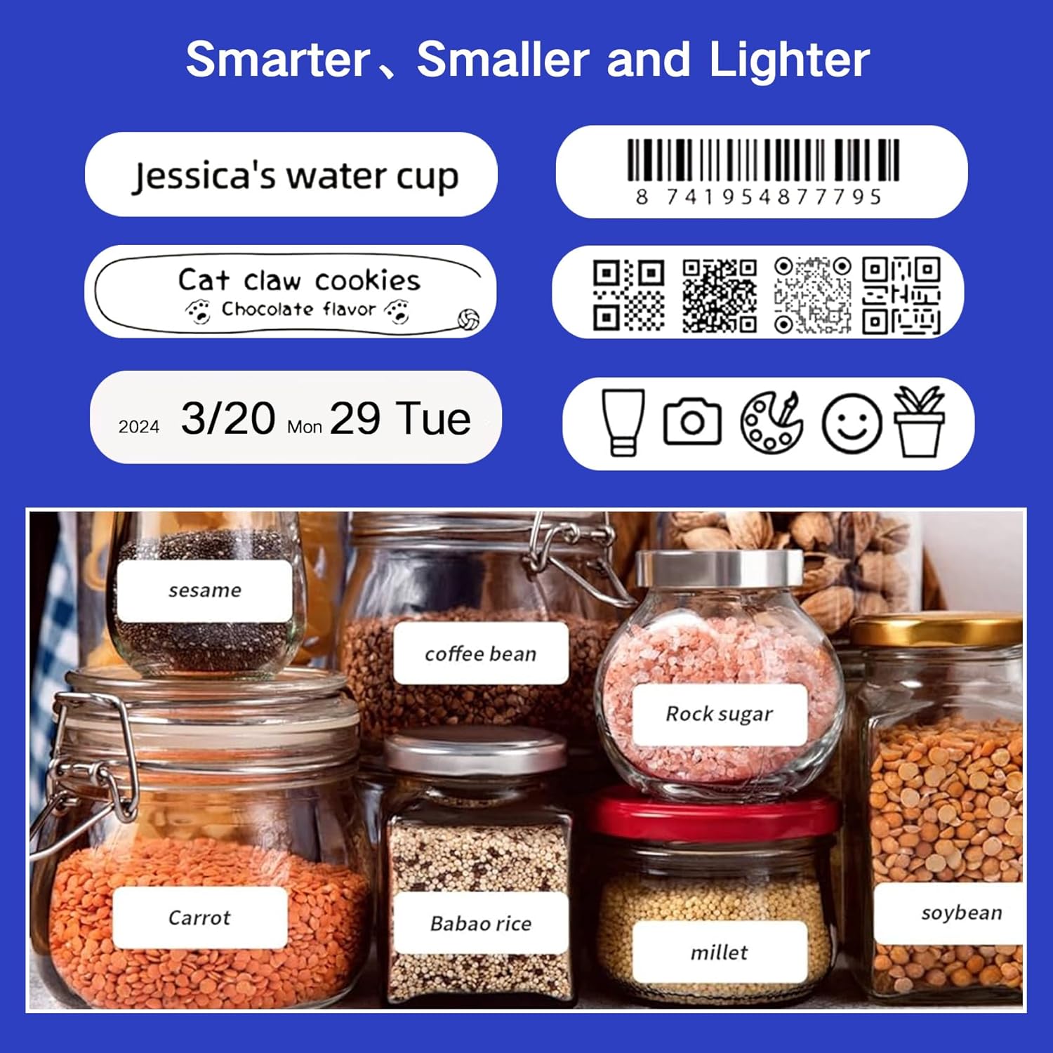 Mini Sticker Printer Label Maker Machine with Tape Portable Bluetooth Inkless Label Printer O3924