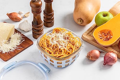 Glass Food Storage Container with Silicone Sleeve and Airtight BPA-Free Plastic Lid I782178