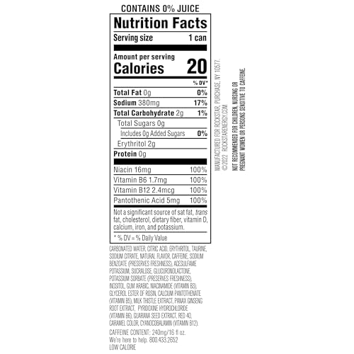 Pure Zero Energy Drink, 4 Flavor Variety Pack, 0 Sugar, 16oz Cans (12 Pack) W706